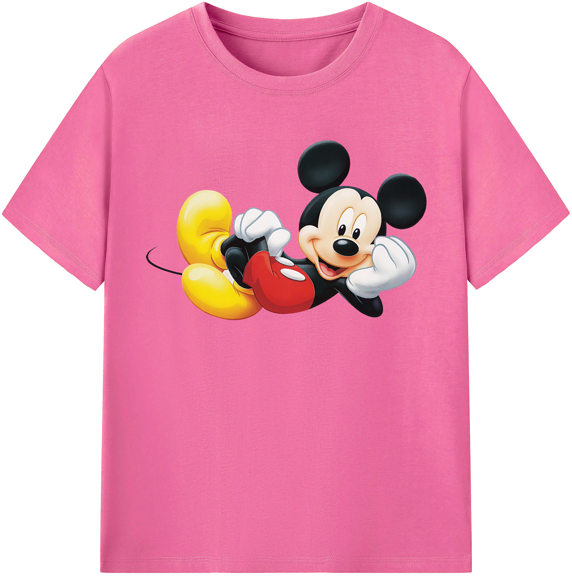（画像用） ミッキーマウス Mickey Mouse レディースカジュアルプリントTシャツ（綿100％）